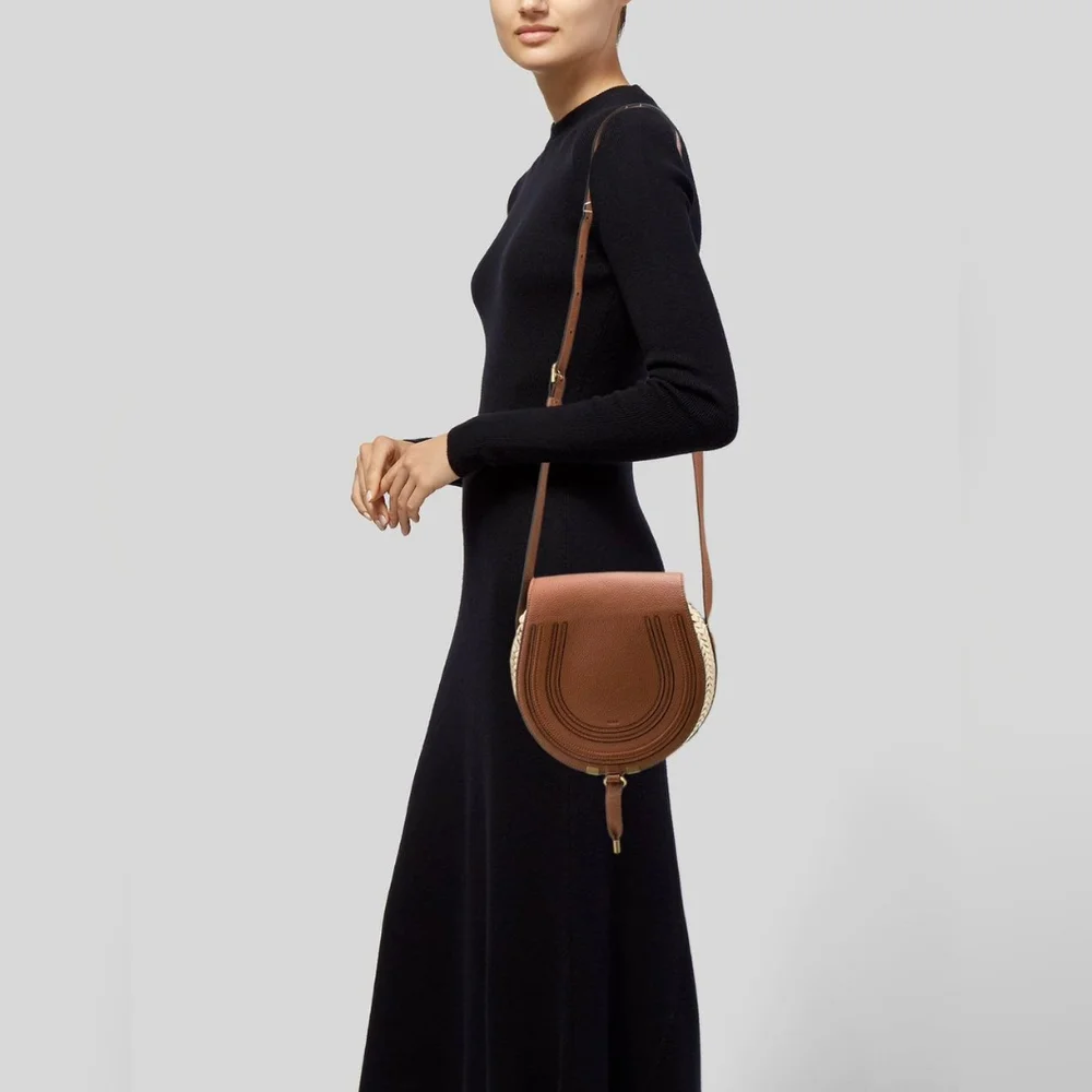 Chloé Raffia Crossbody Bag Brown/Cream